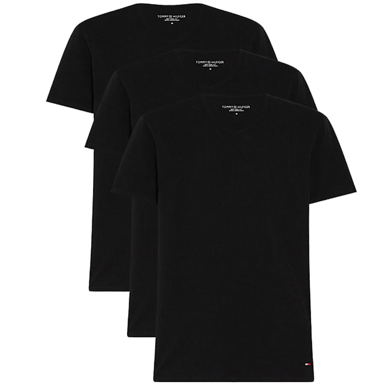 Tommy Hilfiger T-shirts O-hals stretch 3-pack zwart