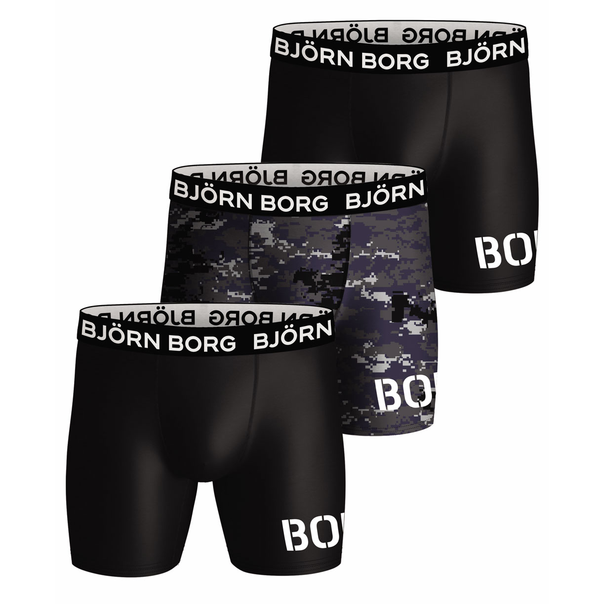 Bjorn Borg Boxershort Performance 3-pack blauw print - zwart