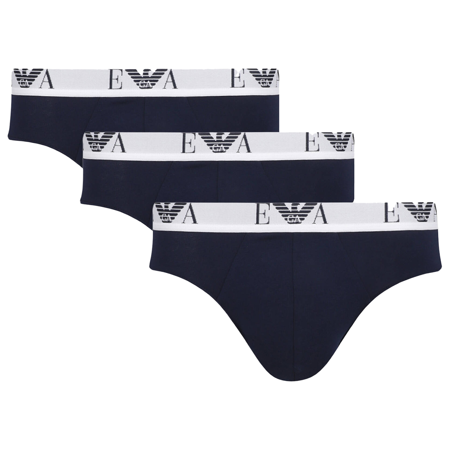 Armani slips EA logo band 3-pack blauw-wit
