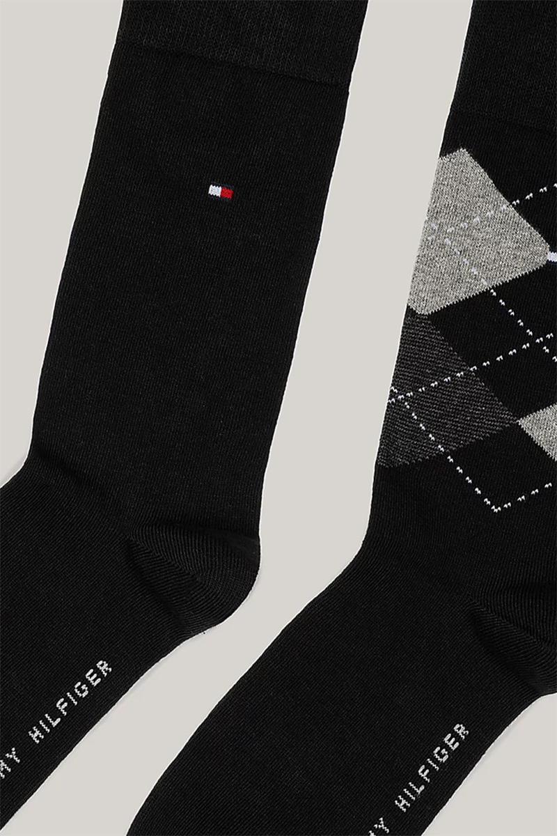 Tommy Hilfiger sokken 2-paar ruit zwart