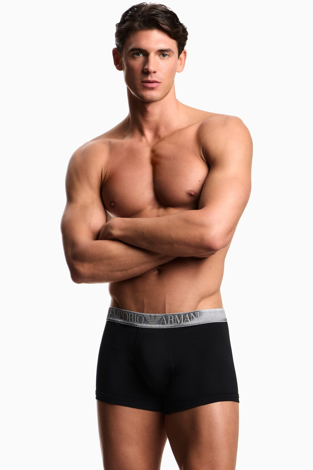 Armani boxershorts 3-pack zwart met zilveren Logo band