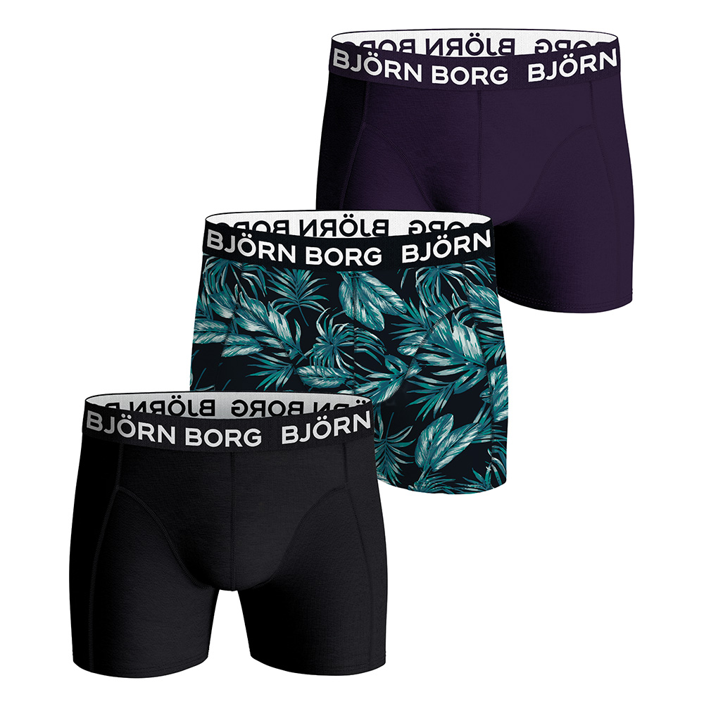 Bjorn Borg boxershorts 3-pack cotton stretch zwart-paars-print
