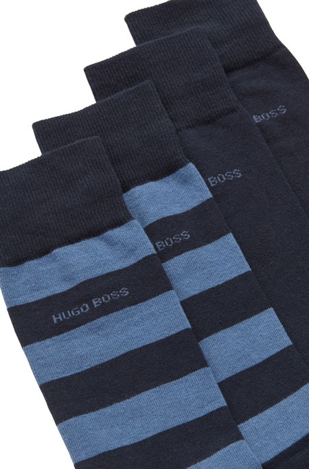 Hugo Boss heren sokken block stripe blauw logo
