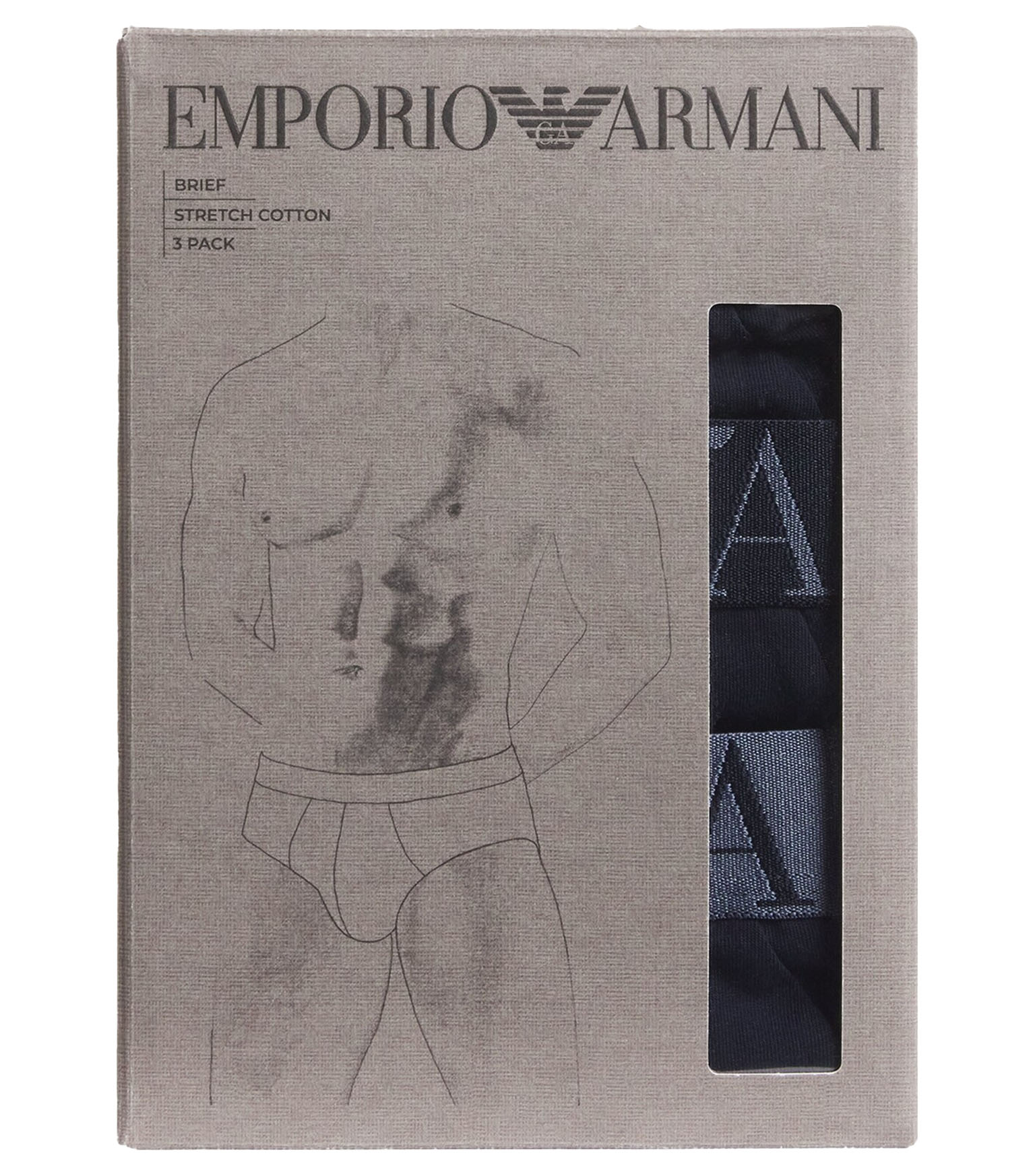 Armani slips 3-pack net EA logo band blauw