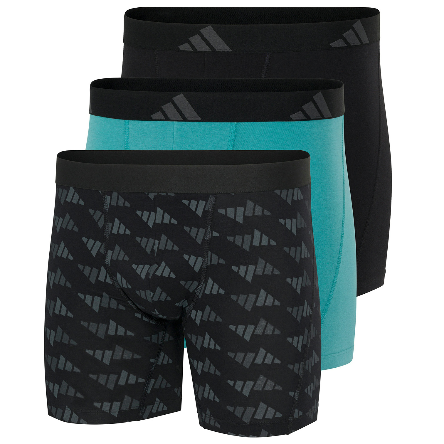Adidas Boxershorts flex cotton lang 3-pack groen zwart