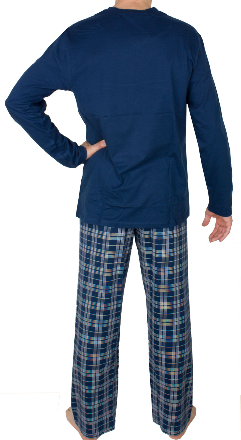 Schiesser pyjama ruitje met V-hals achterkant