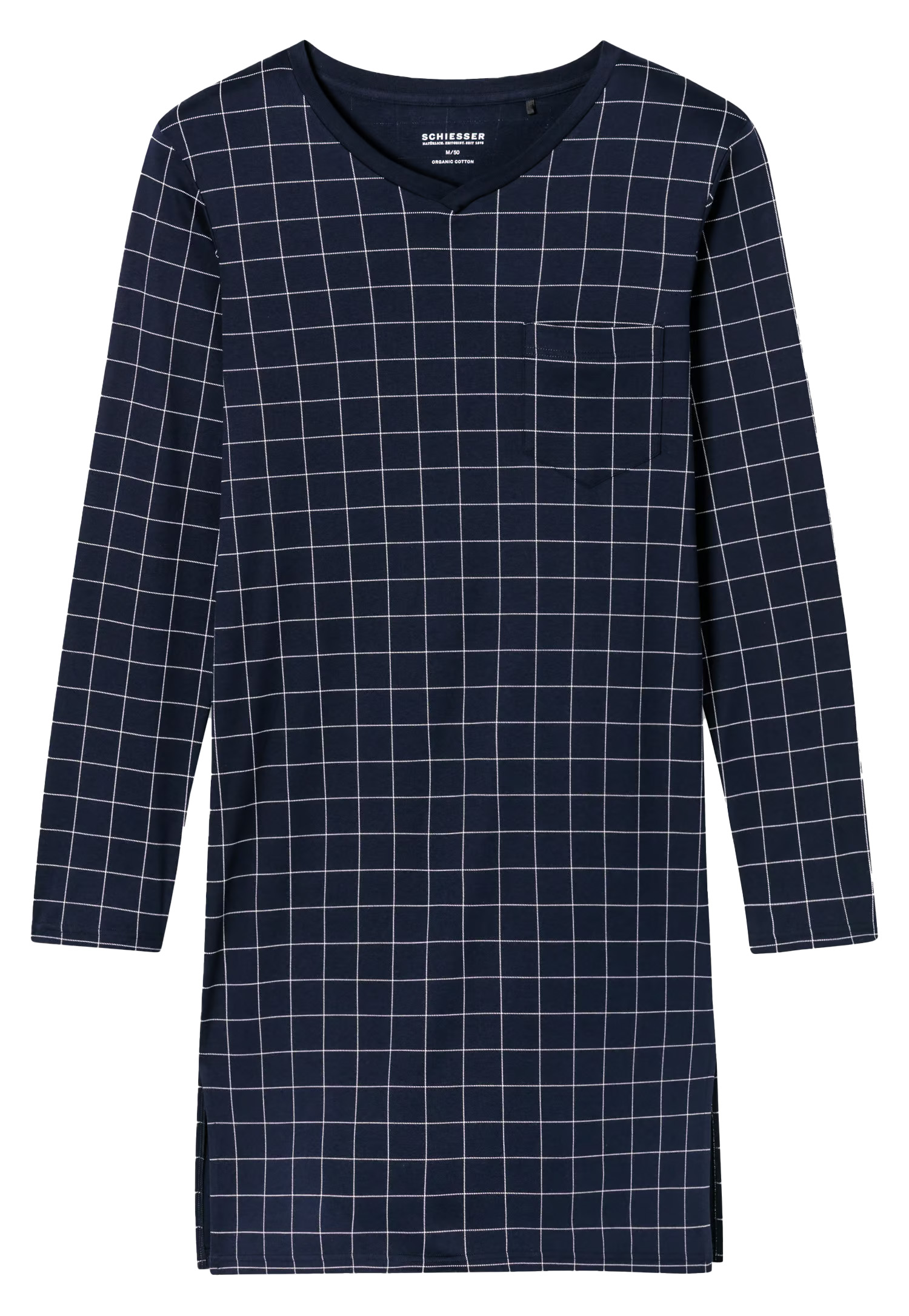 Schiesser Nachthemd blauw met ruit 