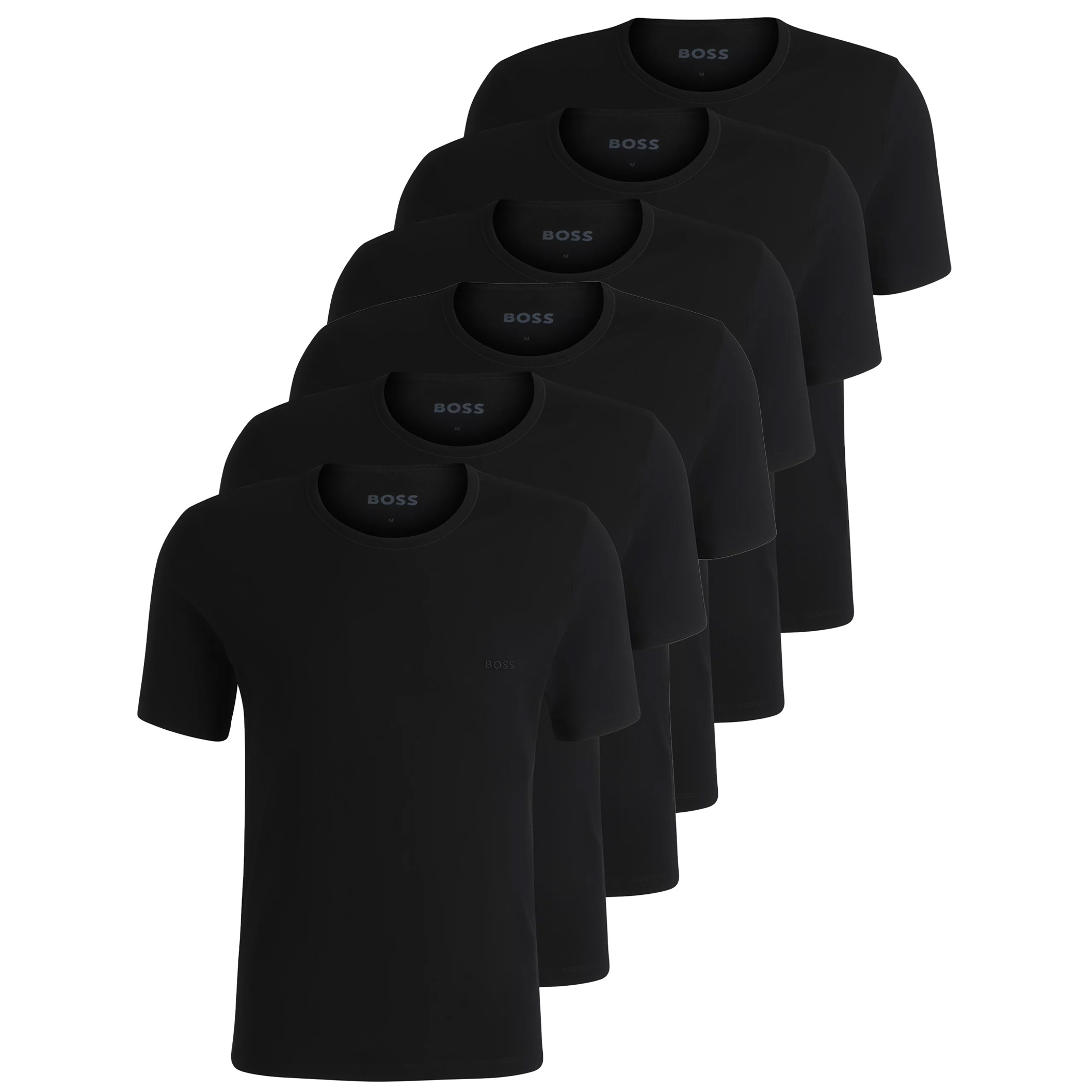 Boss T-shirt ronde hals 6-pack zwart