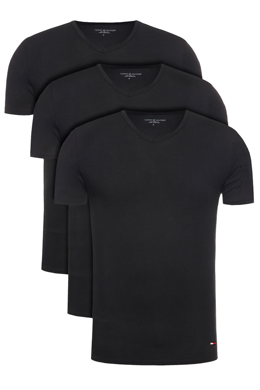 Tommy Hilfiger T-shirts V-hals stretch 3-pack zwart