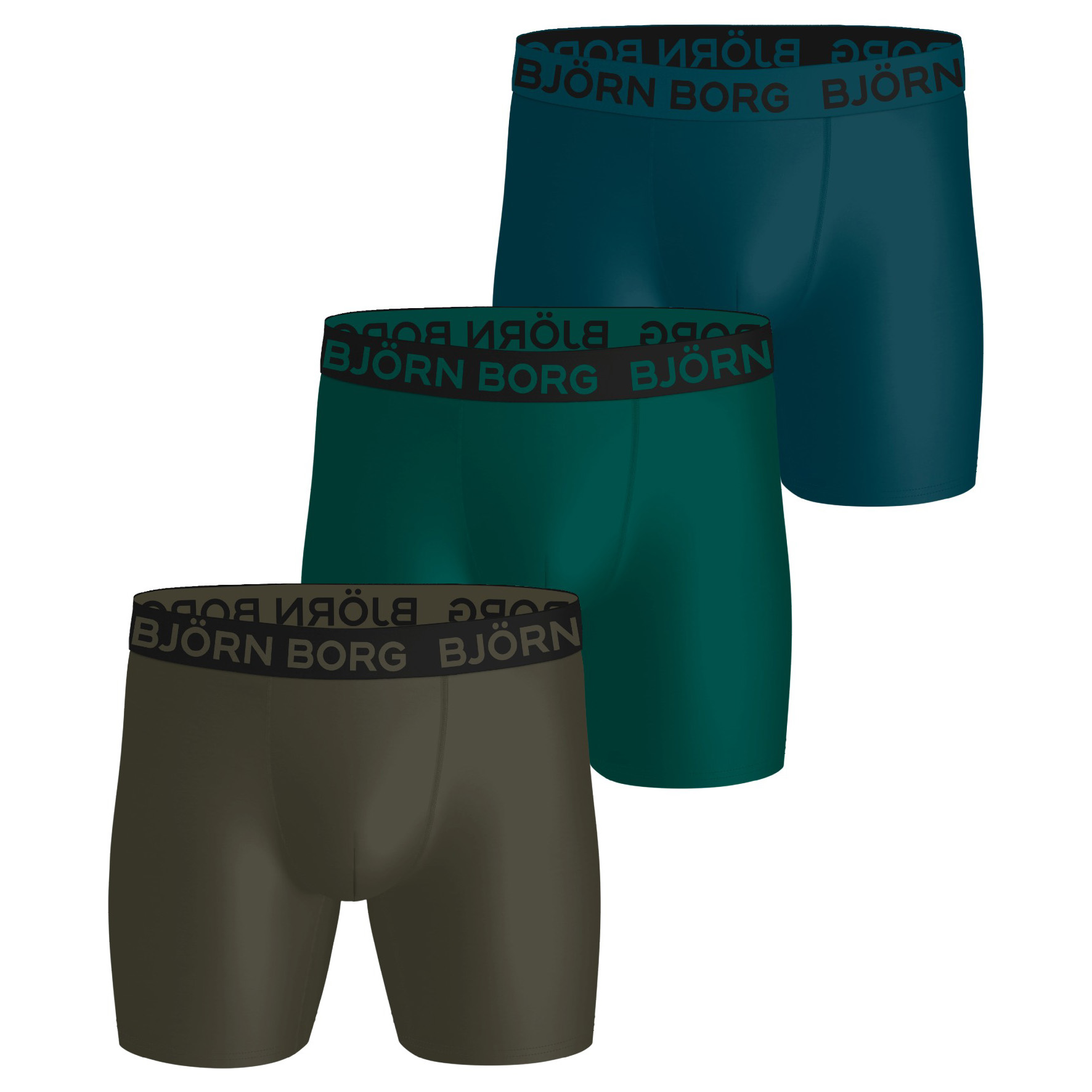 Bjorn Borg boxershorts Sport microfiber 3-pack blauw/groen