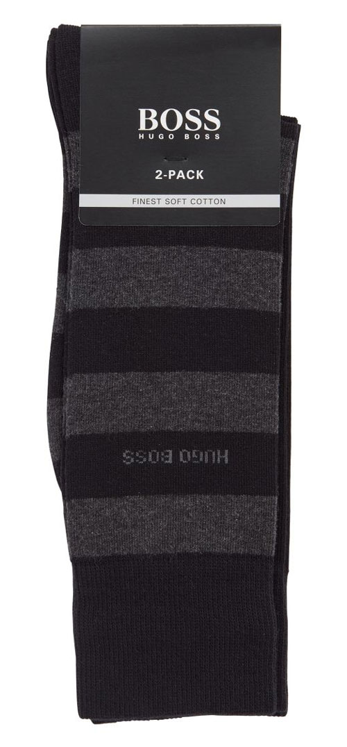 Hugo Boss heren sokken block stripe zwart verpakking