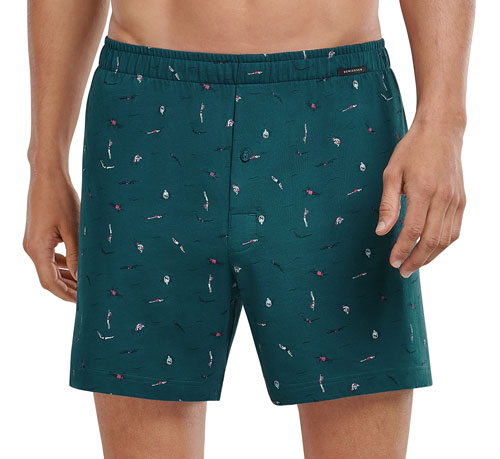 Schiesser Jersey boxers 2-pack groen-print voorkant