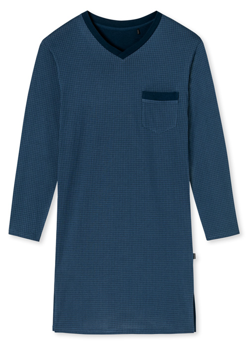 Schiesser Nachthemd blauw blokjes 
