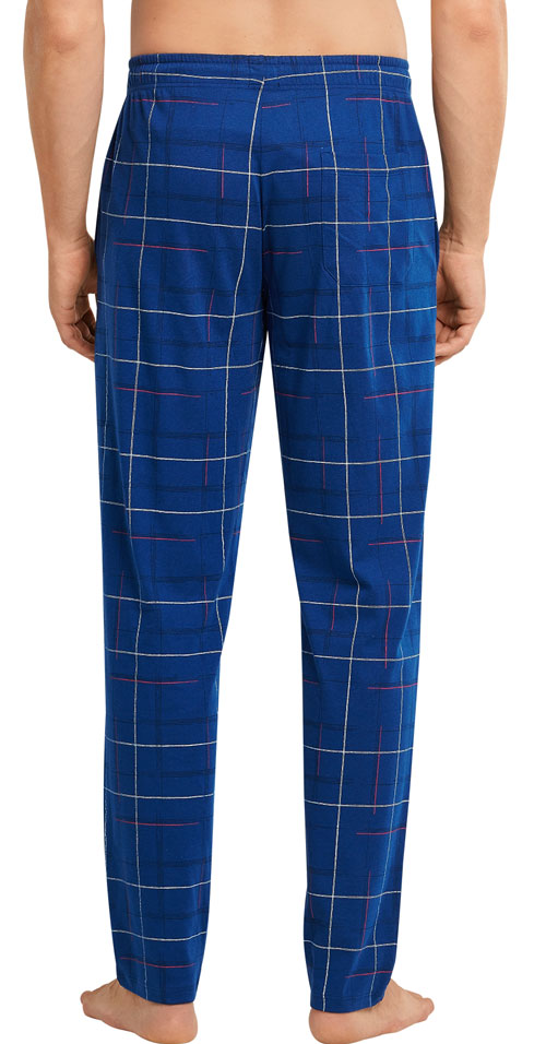 Schiesser pyjamabroek blauw ruit Jersey achterkant