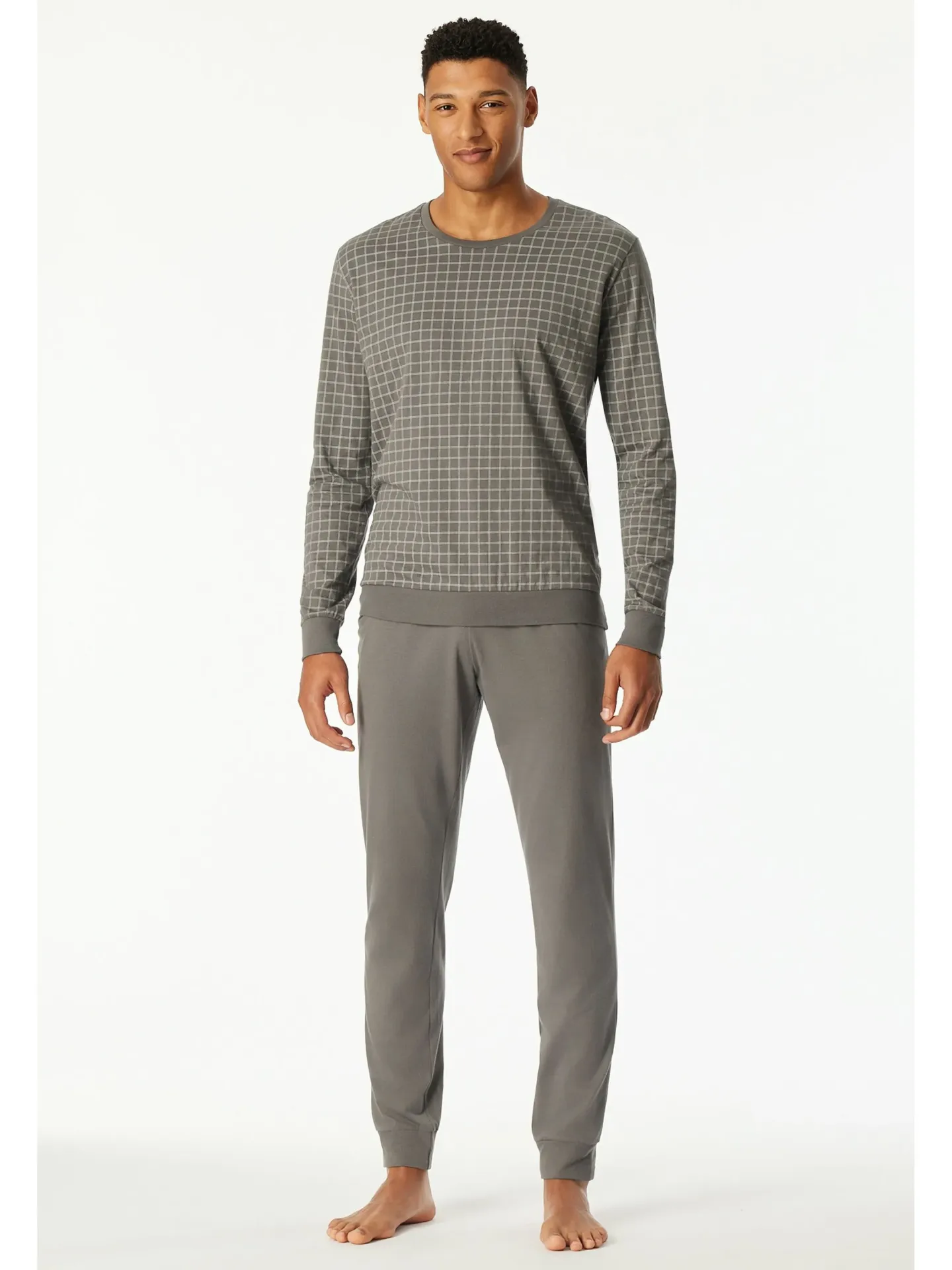 Schiesser Uncover pyjama met boorden grijs