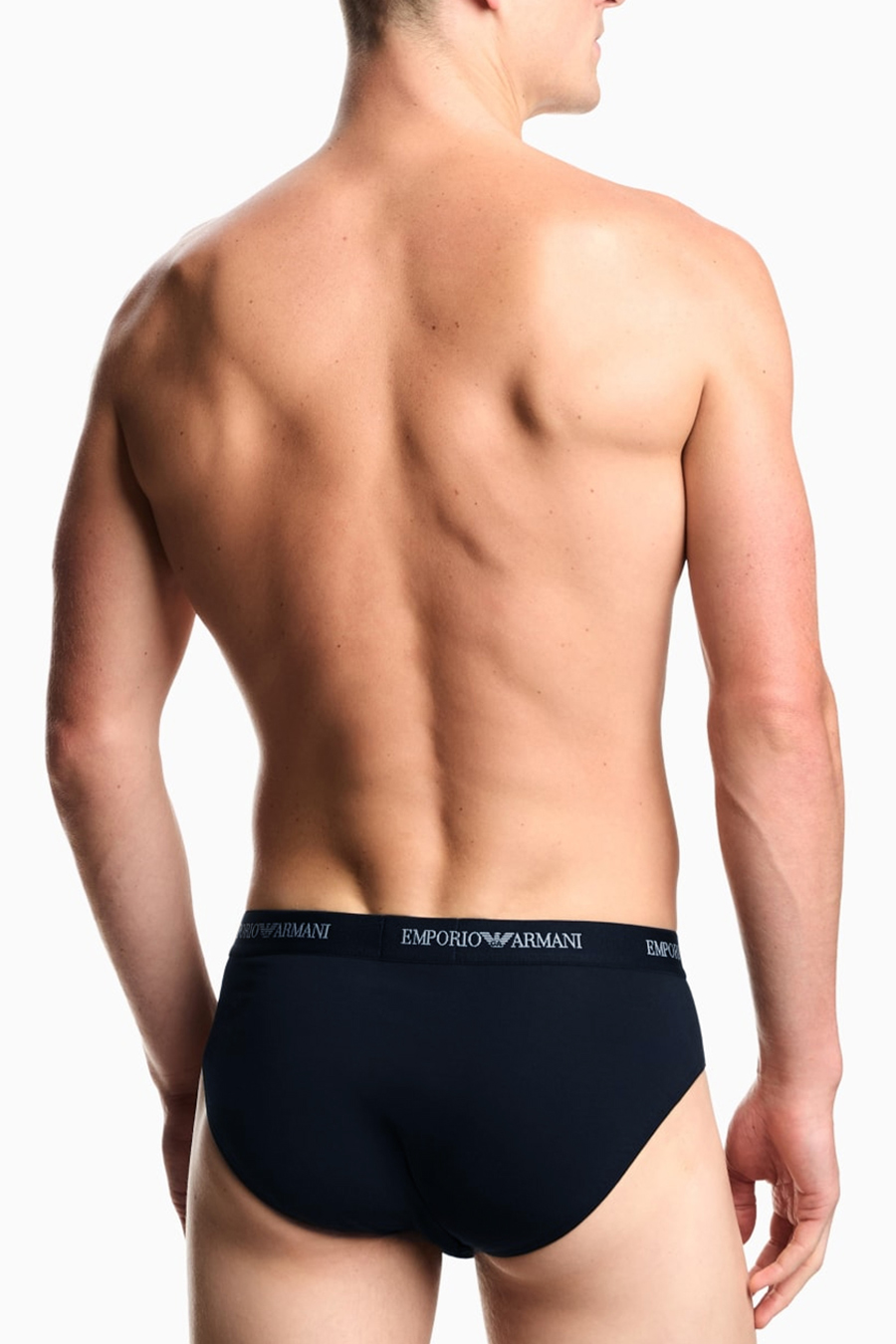 Armani slips met logo band 3-pack blauw