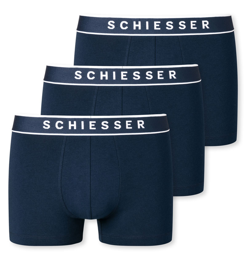 Schiesser Boxershorts 95/5 blauw 3-pack