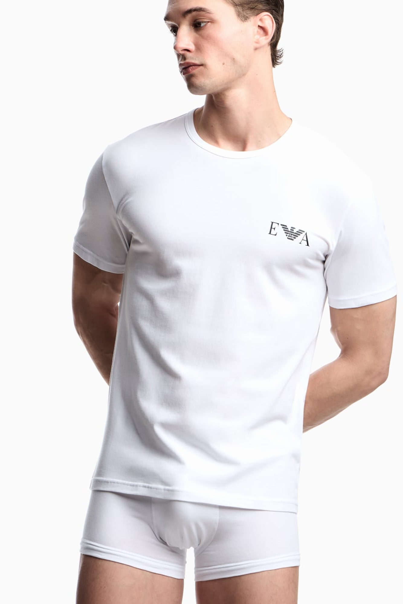 Armani T-shirts met EA logo 2-pack wit