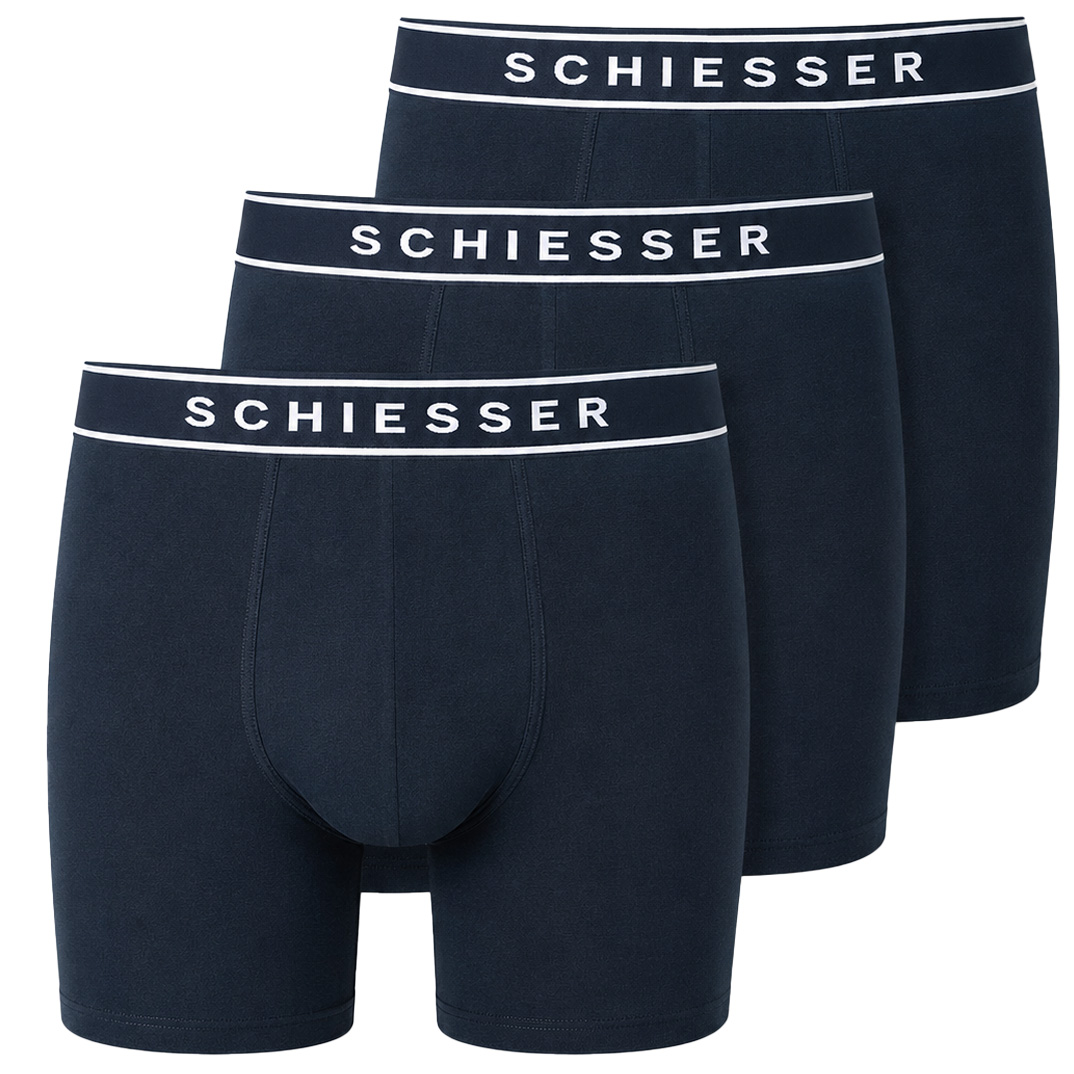 Schiesser 95/5 Boxershorts lang 3-pack blauw