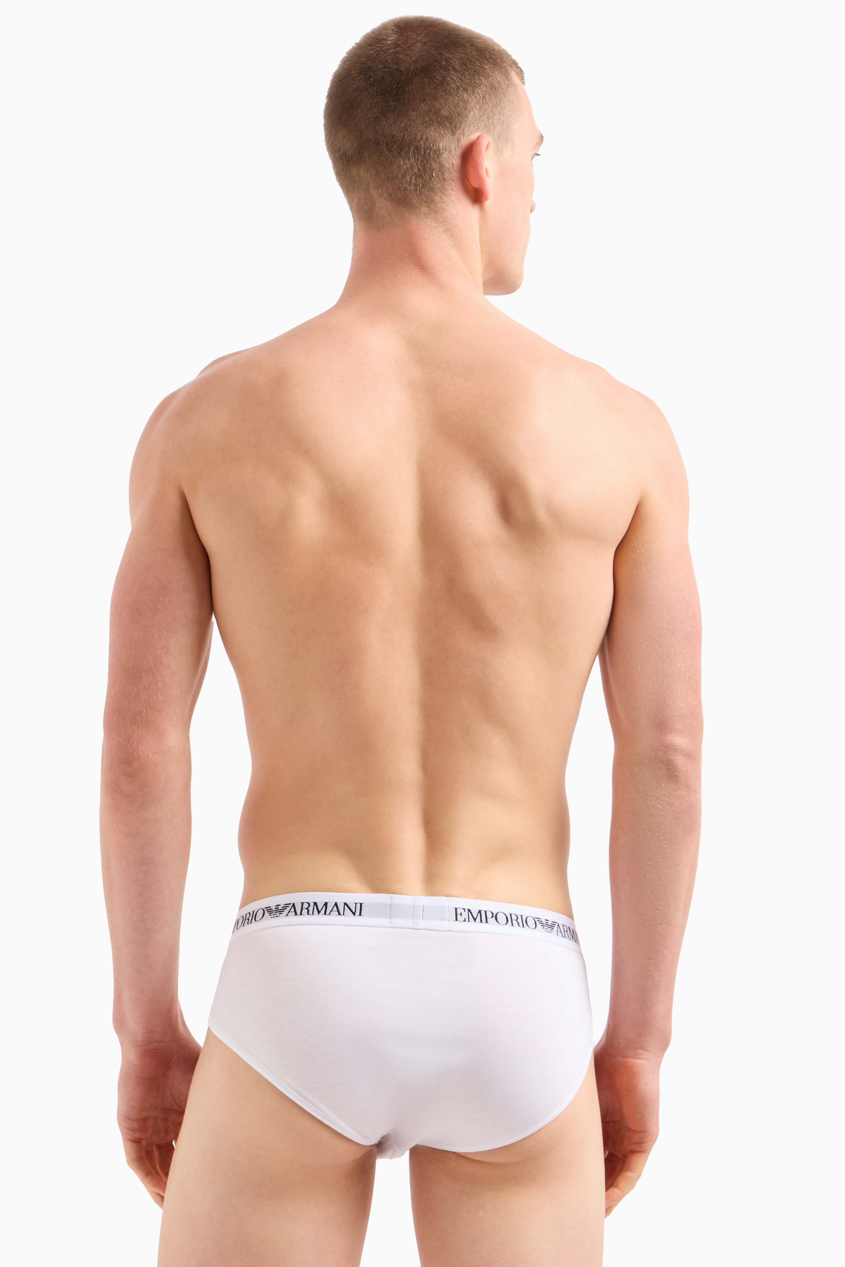 Armani slips met logo band 3-pack wit