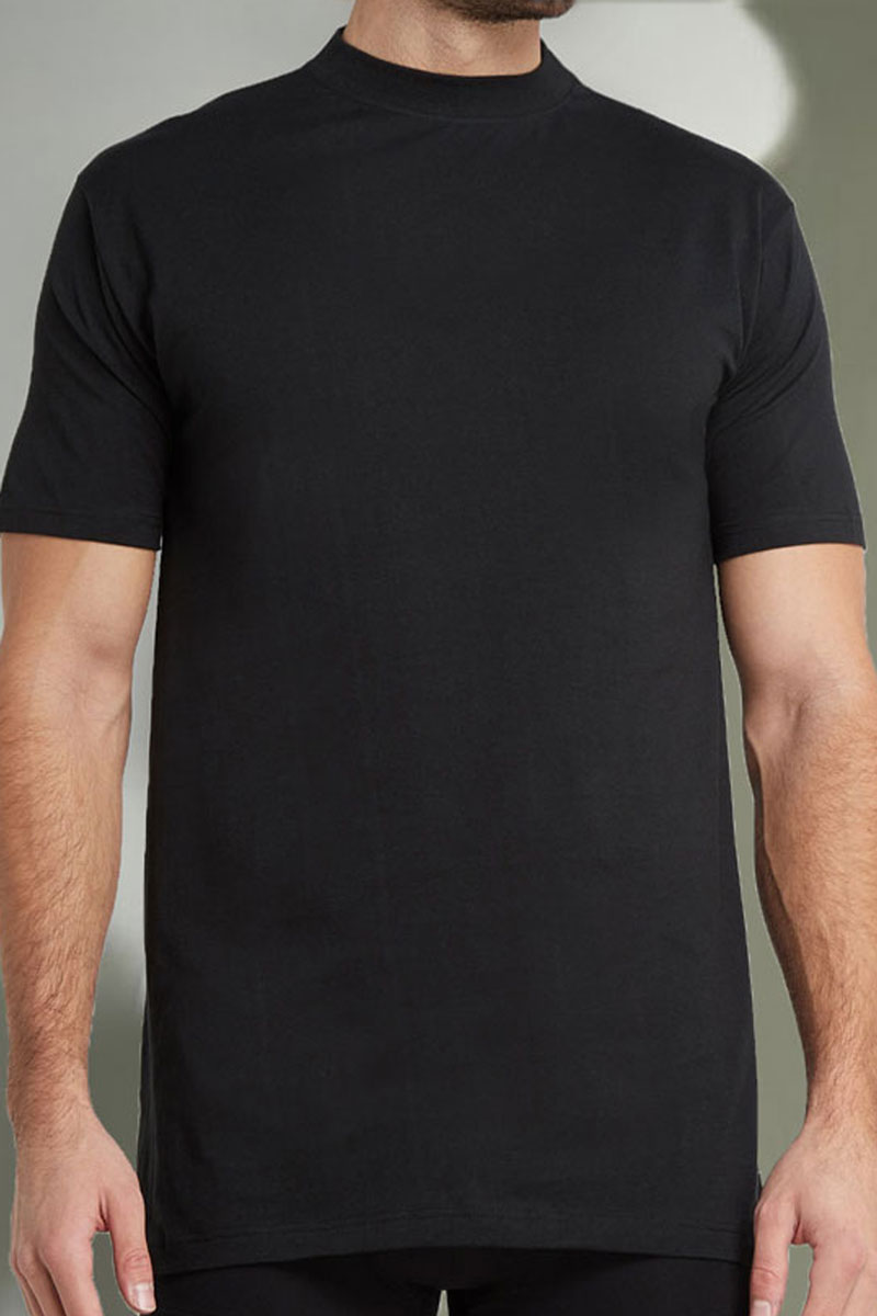 Hom T-shirt Harro met hoge boord zwart