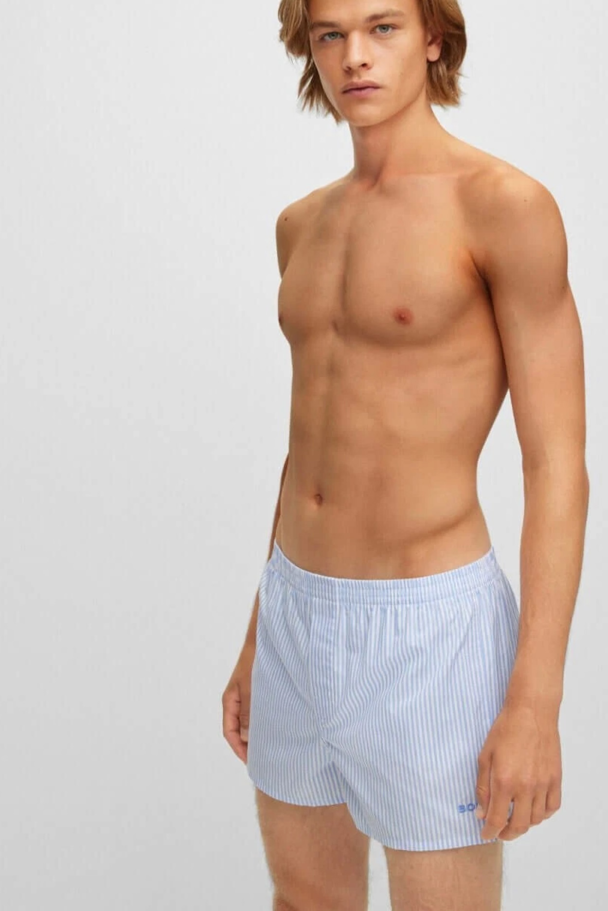 Boss Boxers wijd 2-pack blue ruit-streep
