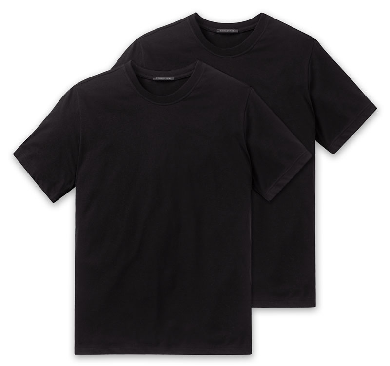 Schiesser American T-shirts zwart 2-pack
