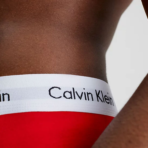 Calvin Klein boxershorts low rise rood-wit-blauw 3-pack detail