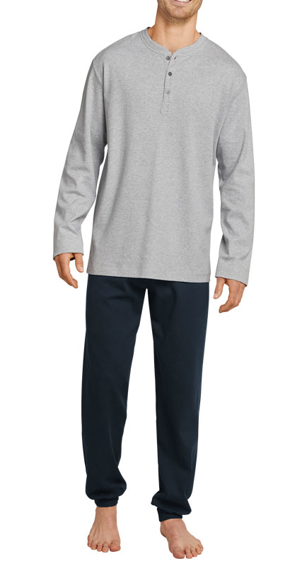 Schiesser  Interlock heren pyjama met knoopjes en boorden