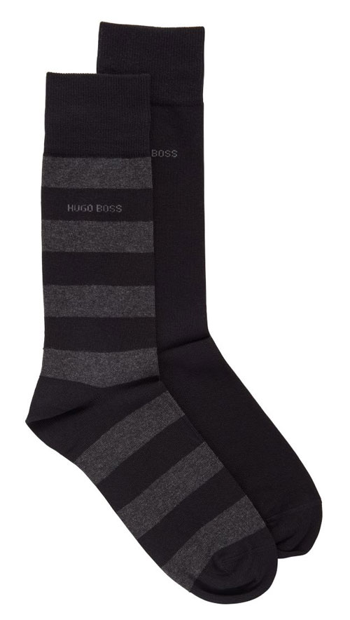 Hugo Boss heren sokken block stripe zwart 2-pack