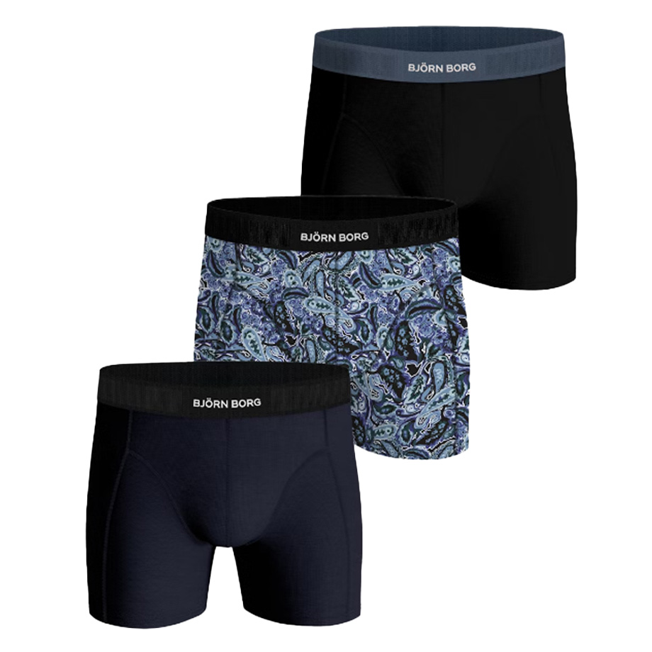 Bjorn Borg Boxershorts premium cotton 3-pack blauw-zwart