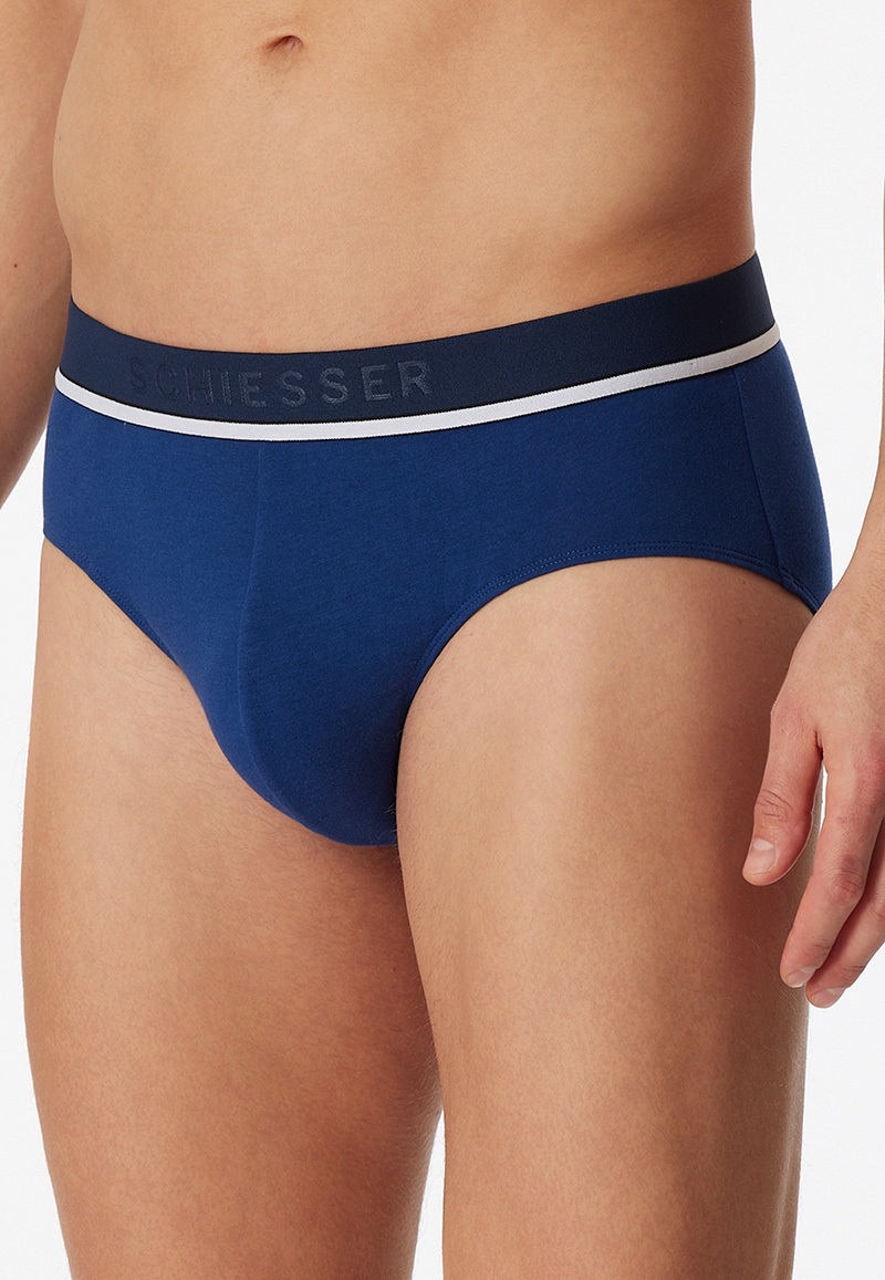 Schiesser Rio slips 95/5 blauw-zwart 3-pack