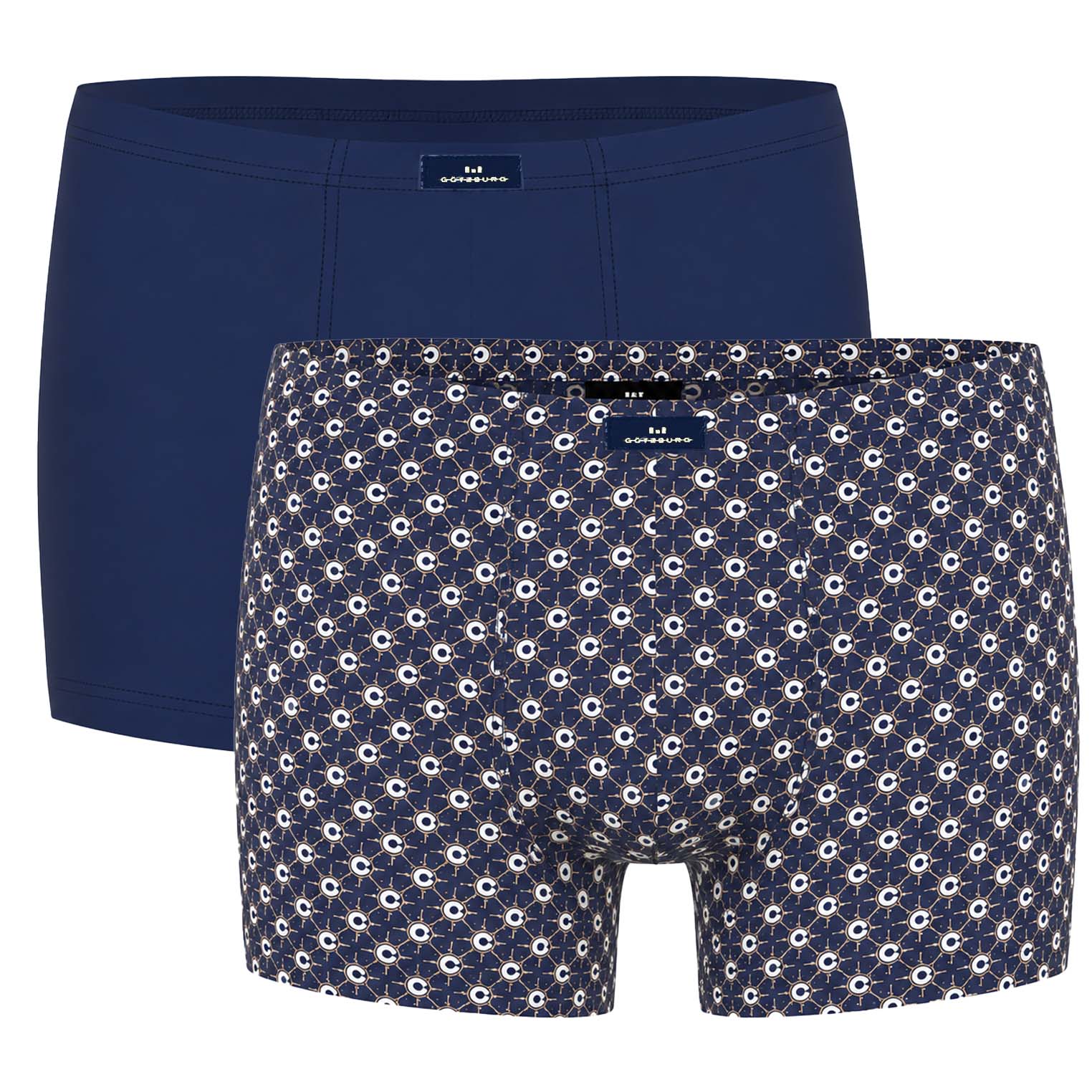Gotzburg boxershorts 2-pack print-effen blauw