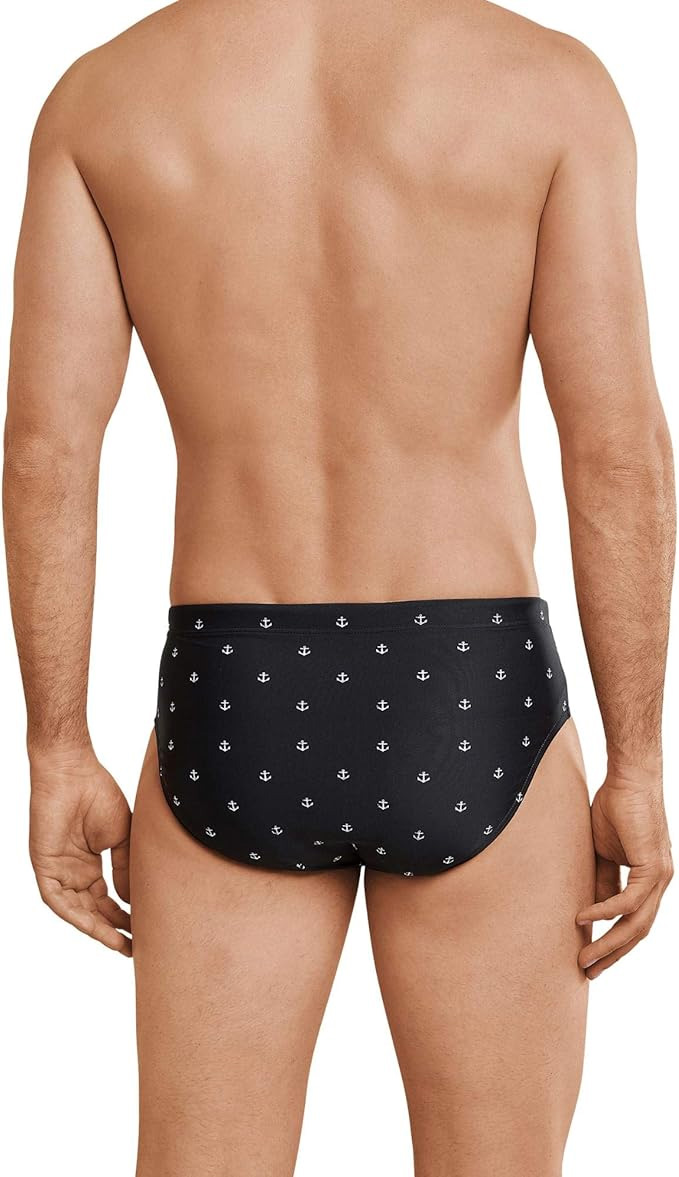 Schiesser Zwemslip zwart met ankers