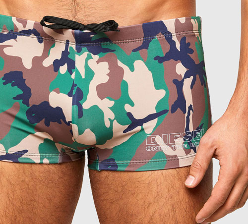 Diesel zwemboxer Hero groen camouflage voorkant