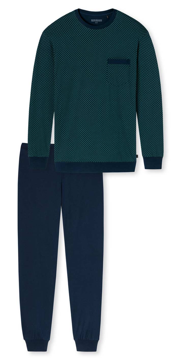 Schiesser pyjama groen met blauw