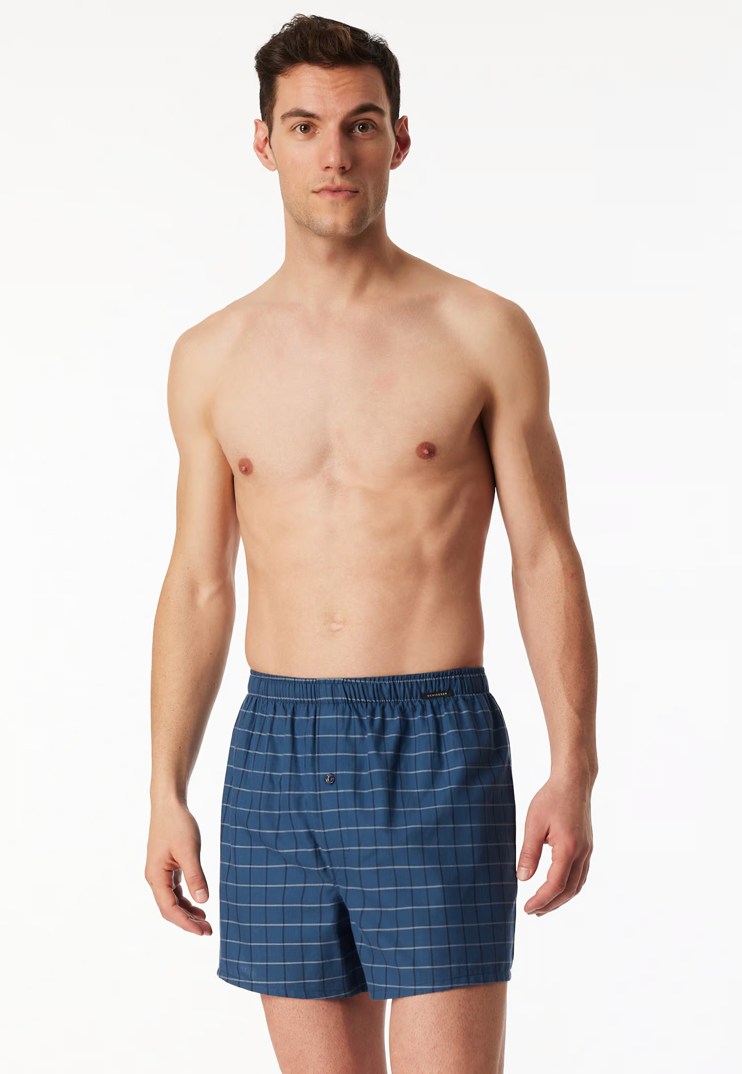 Schiesser Boxers met ruit 2-pack blauw