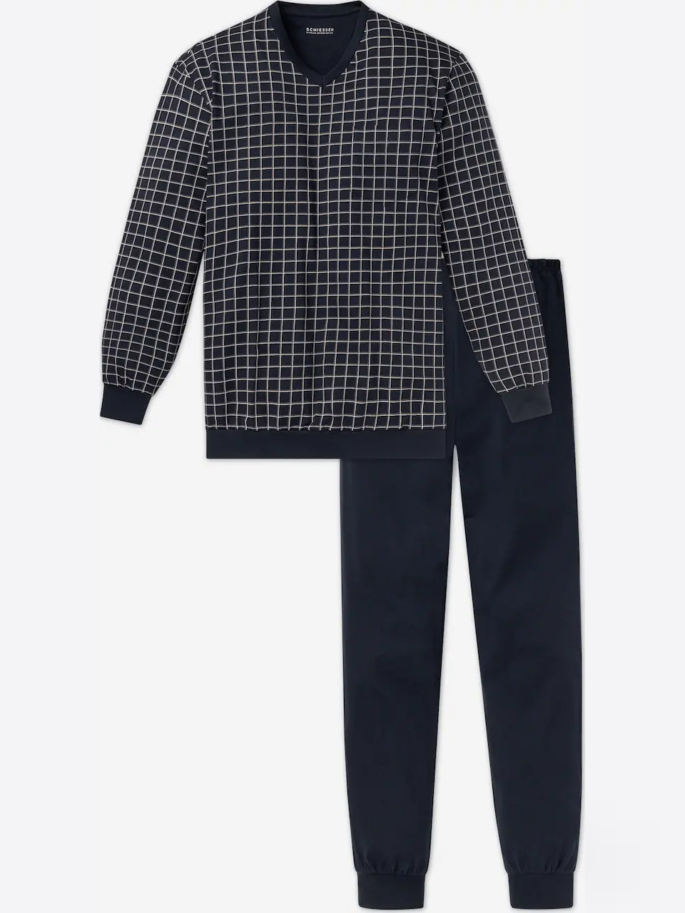 Schiesser Pyjama ruitje met boord