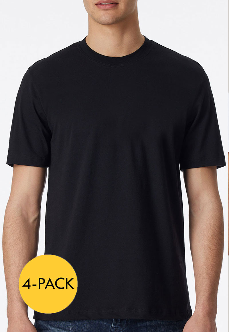 Schiesser American T-shirt 4-pack zwart