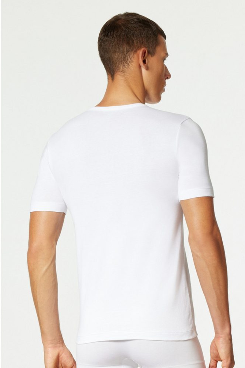 Schiesser T-shirt V-hals Uncover 4-pack wit