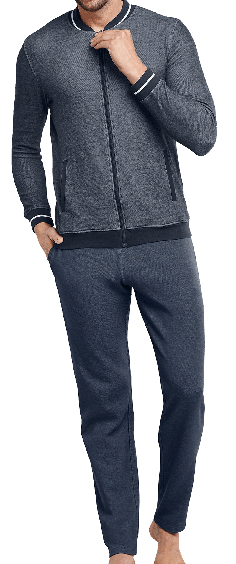 Schiesser huispak heren blauw voorkant