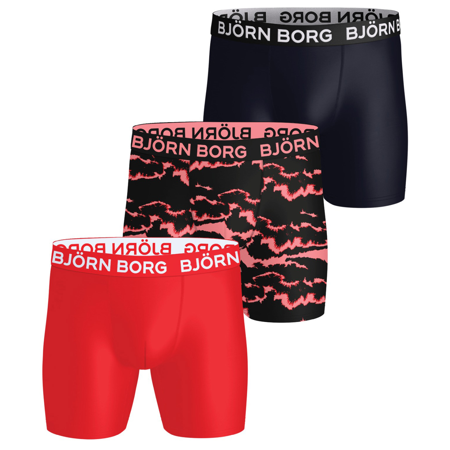 Bjorn Borg boxershorts Sport microfiber 3-pack rood/zwart