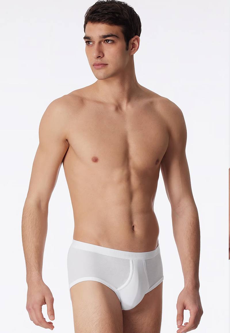 Schiesser Sportslip met gulp original feinrib 2-pack wit 