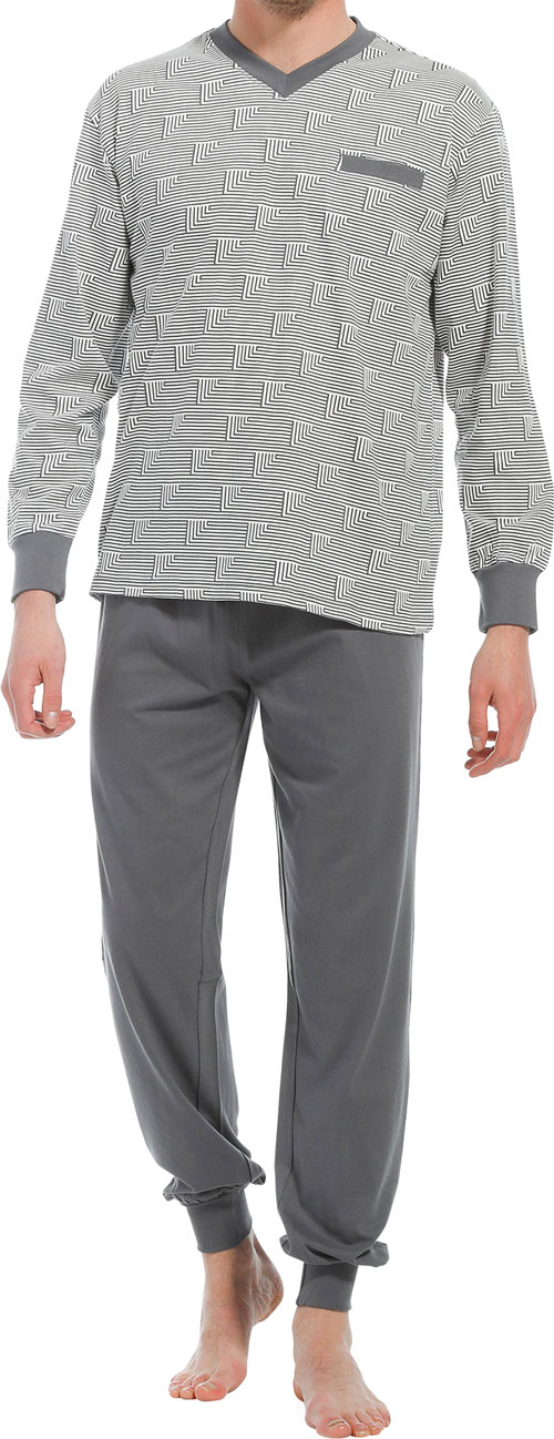 Pastunette pyjama grijs met V-hals voorkant