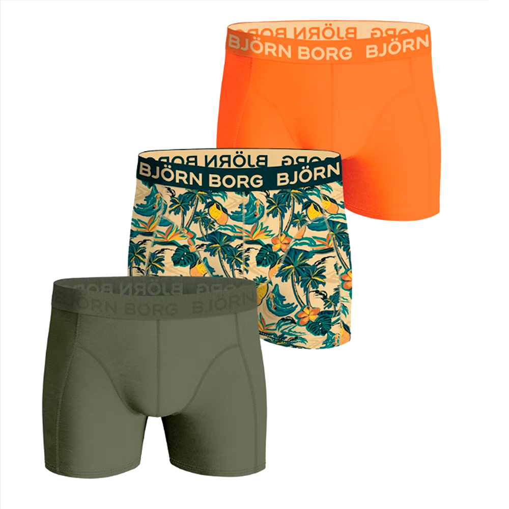 Bjorn Borg boxershorts 3-pack cotton stretch oranje-groen-print