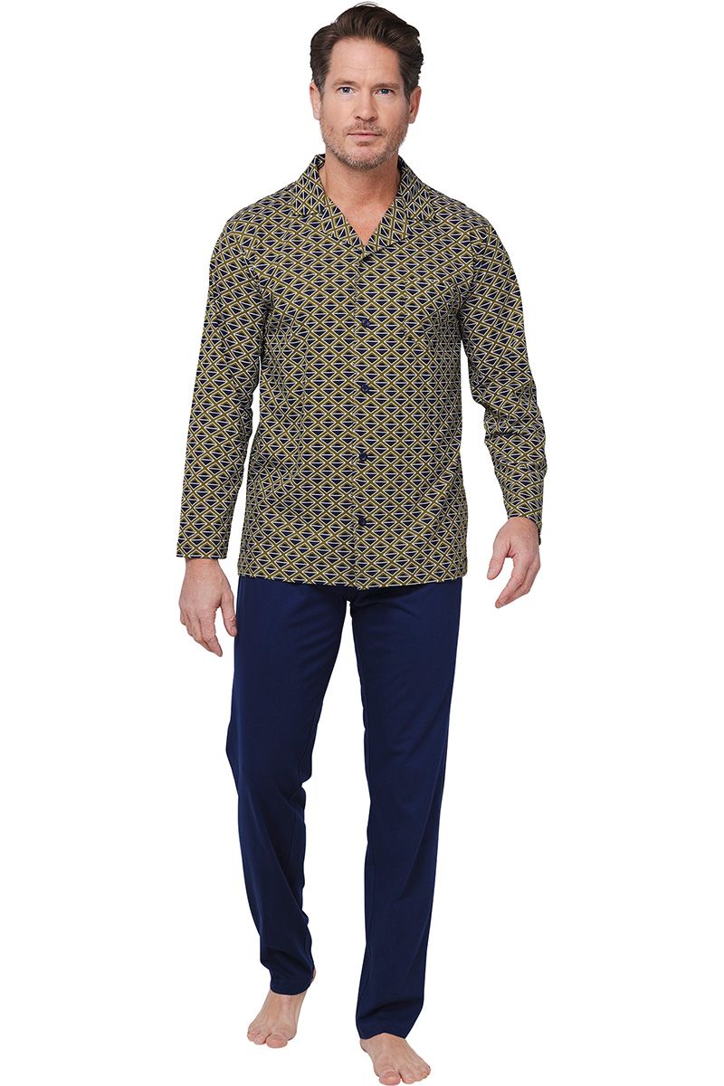 Pastunette doorknoop pyjama blauw-groen