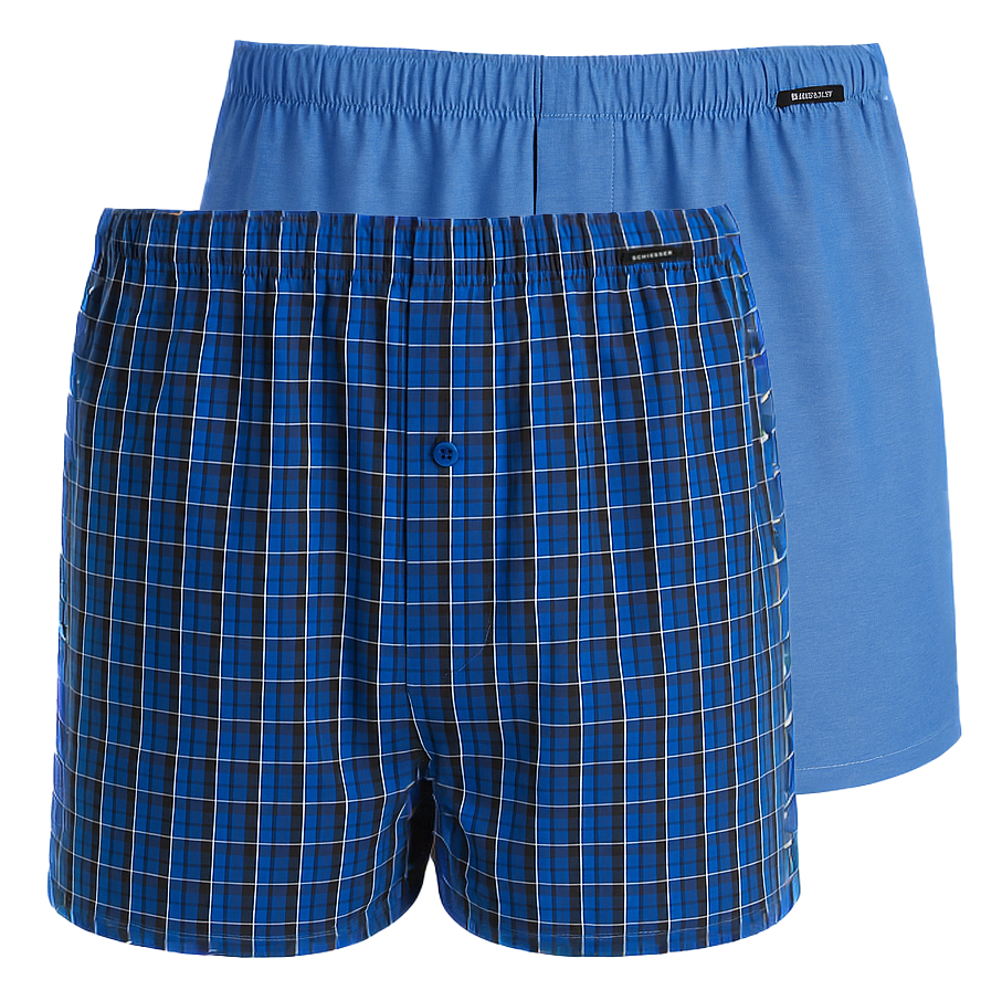 Schiesser Boxers met ruit blauw 2-pack