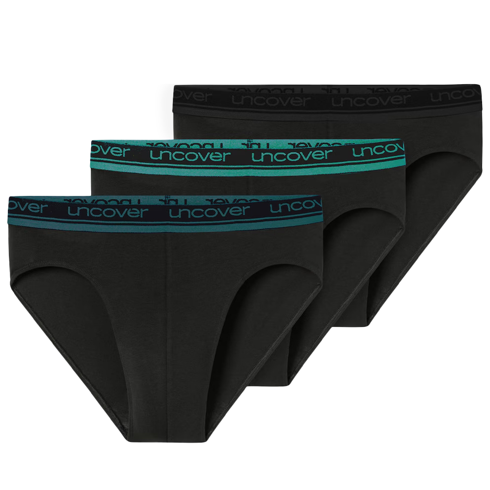 Schiesser Rio slips Uncover 3-pack zwart met gekleurde band