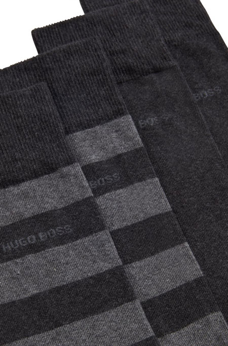 Hugo Boss heren sokken block stripe antraciet logo