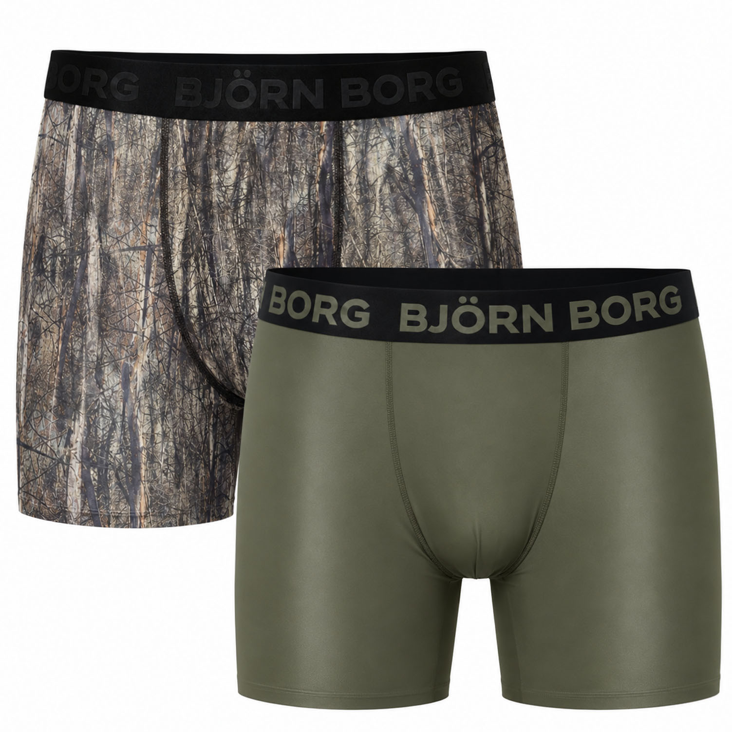Bjorn Borg Boxershorts sports microfiber 2-pack groen/print